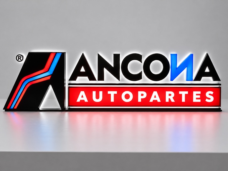 Letrero de letras 3D iluminadas para ANCONA Autopartes