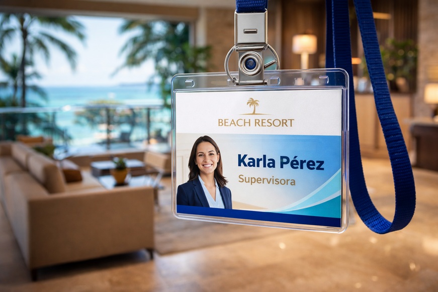 Ejemplo de Gafete Hotelero Profesional en Cancún