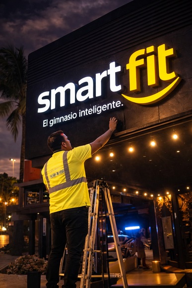 Instalación de letrero luminoso comercial en Playa del Carmen