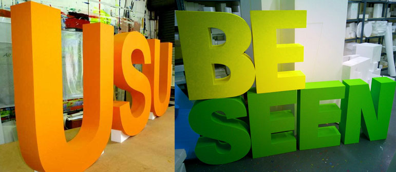 Letras 3D planas en aluminio pintado