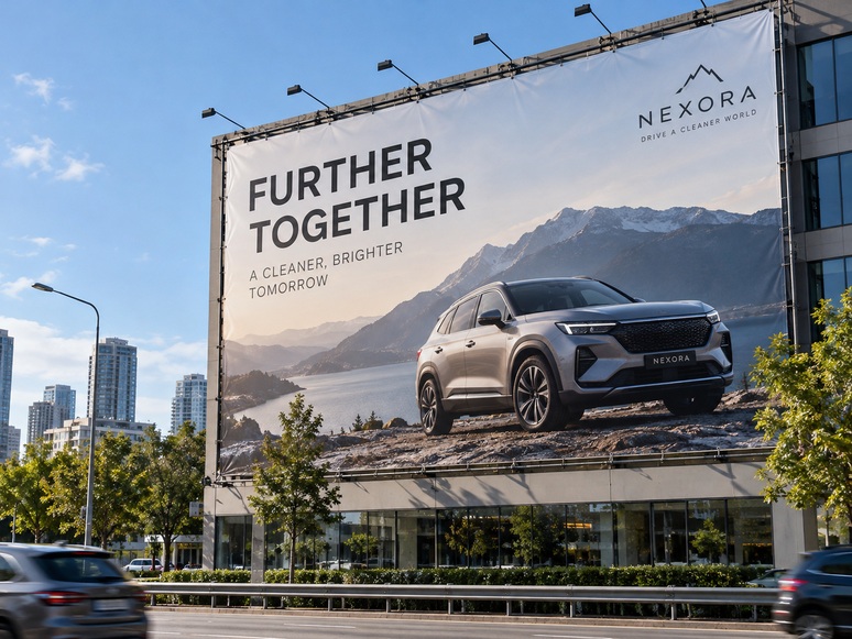 Lona publicitaria de gran formato para exterior